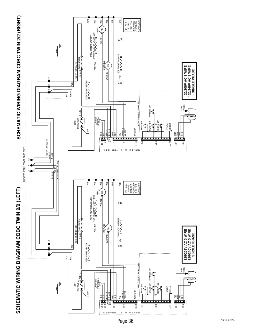 Bunn TWIN service manual Schematic Wiring Diagram Cdbc Twin 2/2 Right 