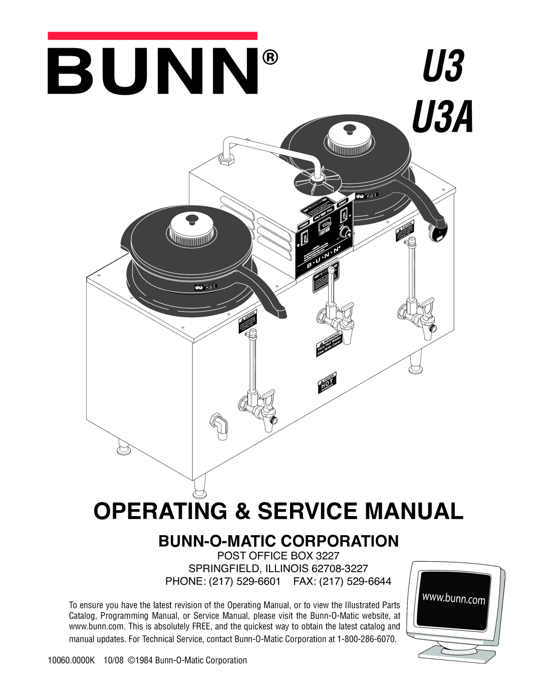 Bunn U3A service manual Phone 217 529-6601 FAX 217 