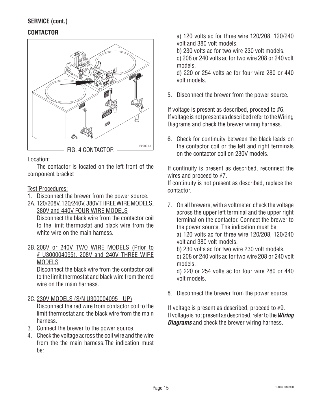 Bunn U3A service manual Contactor 