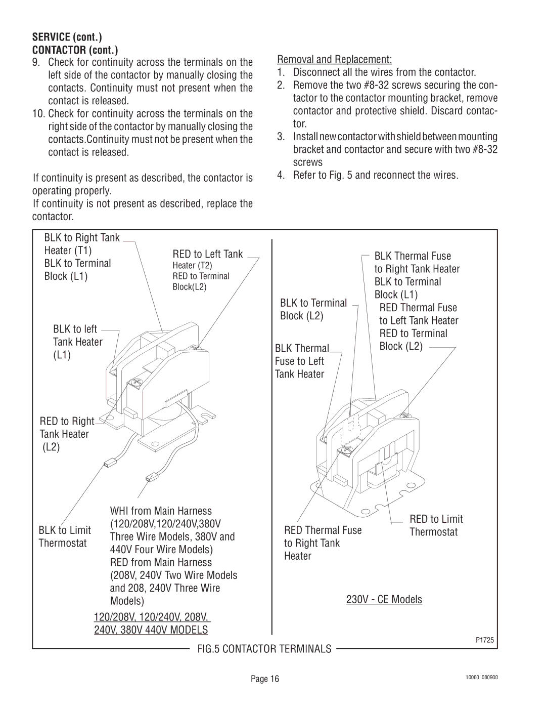 Bunn U3A service manual Service Contactor 