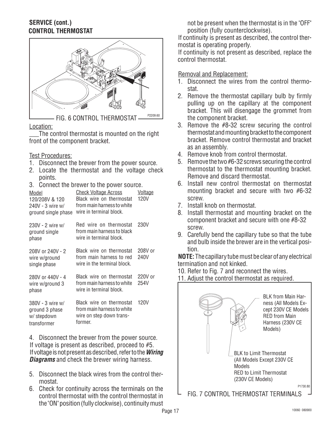 Bunn U3A service manual Control Thermostat 