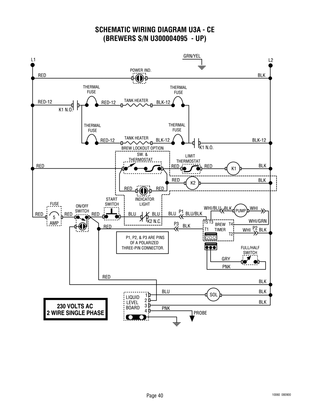 Bunn service manual Schematic Wiring Diagram U3A CE 