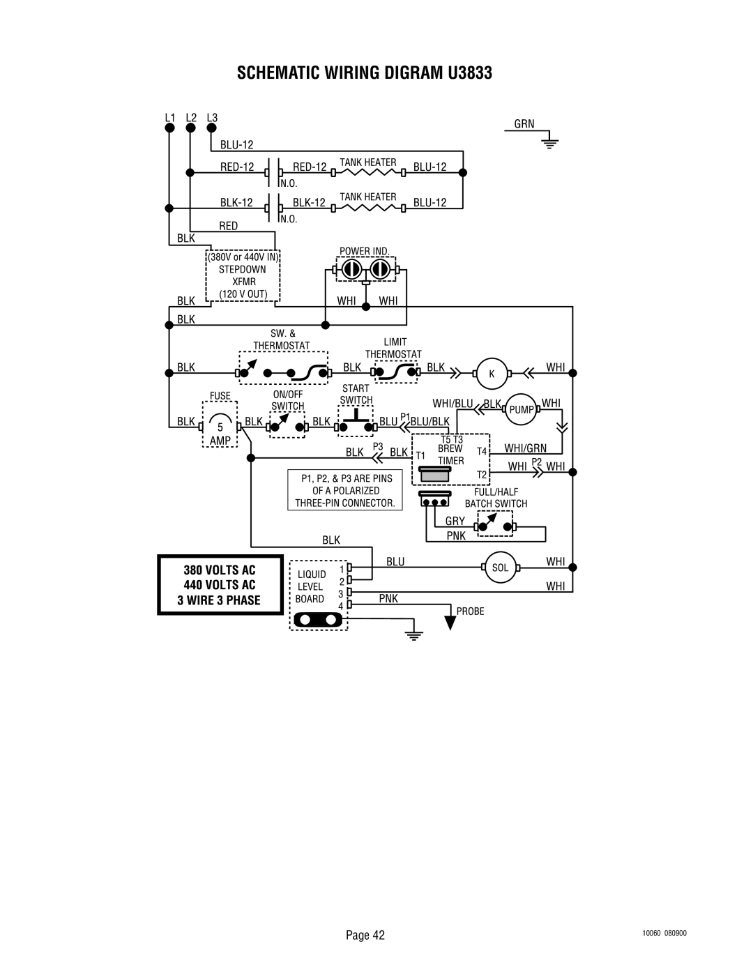 Bunn U3A service manual Schematic Wiring Digram U3833 