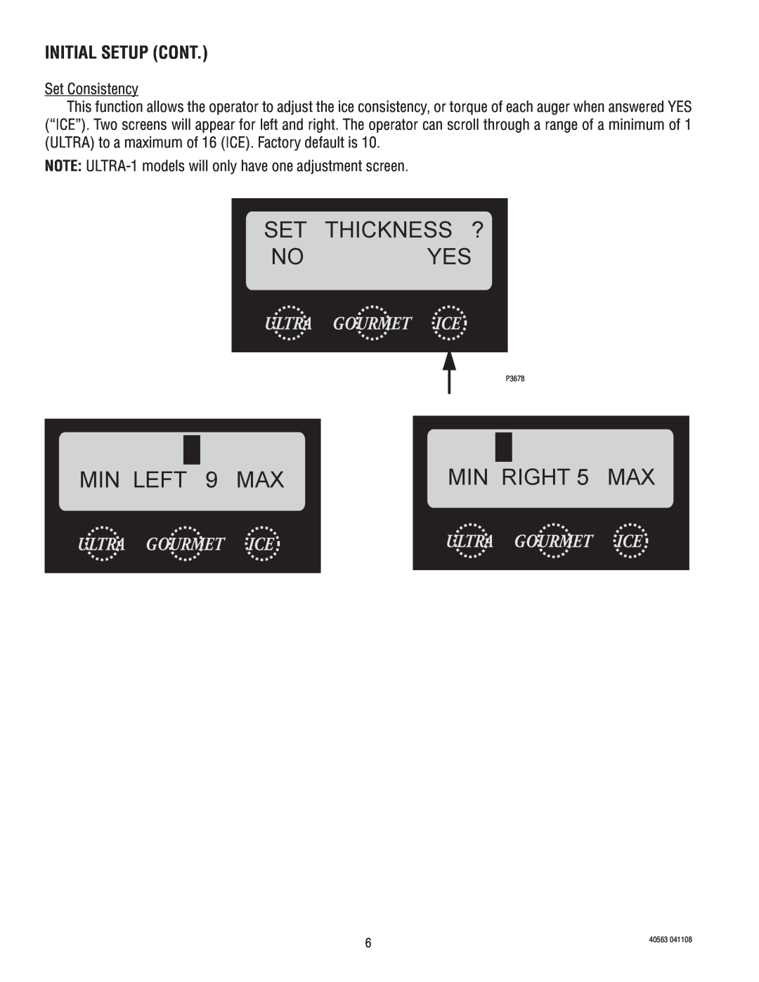 Bunn ULTRA-1, Ultra 2 service manual Set Thickness ? No Yes, MIN RIGHT 5 MAX, MIN LEFT 9 MAX, Initial setup cont 