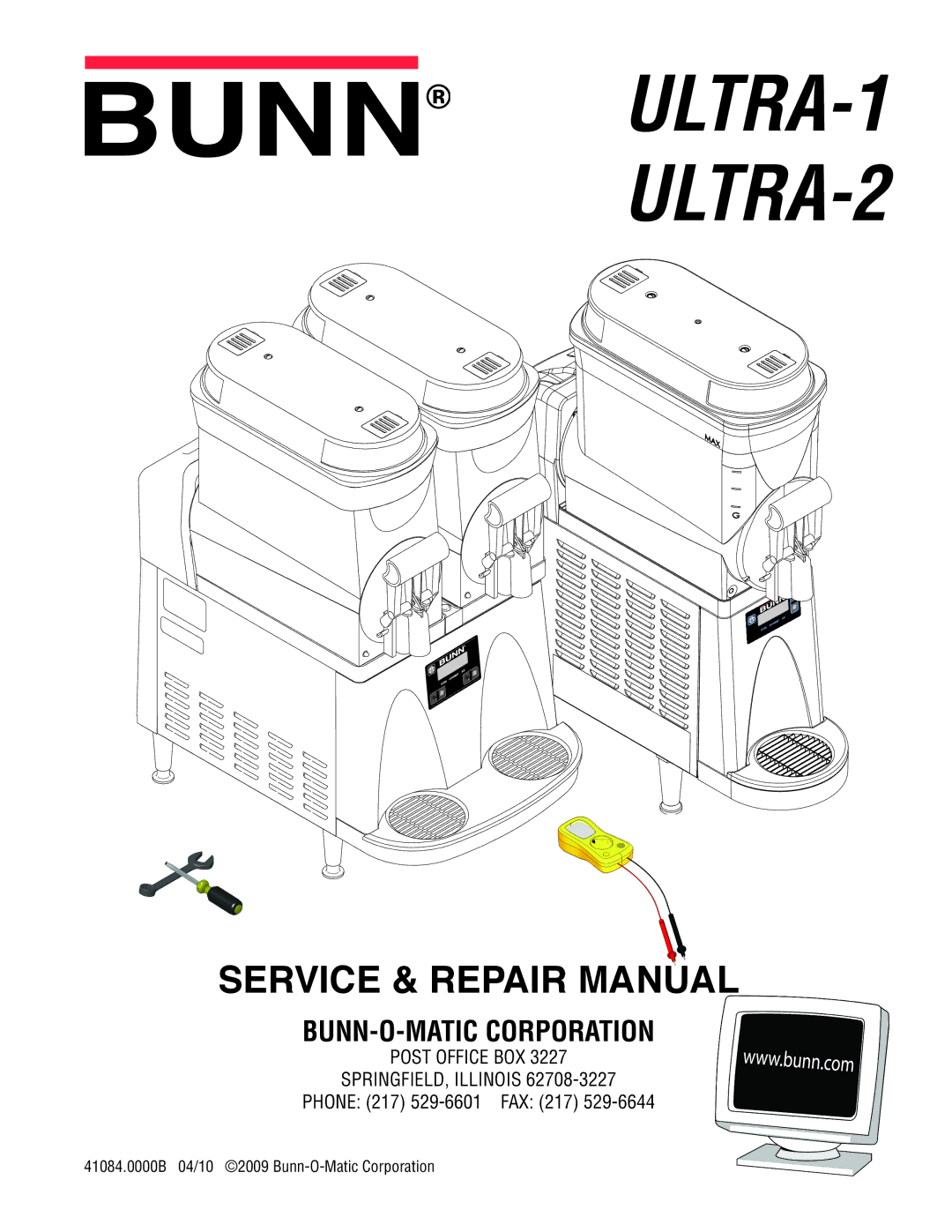 Bunn manual ULTRA-1 ULTRA-2, Phone 217 529-6601 FAX 217 