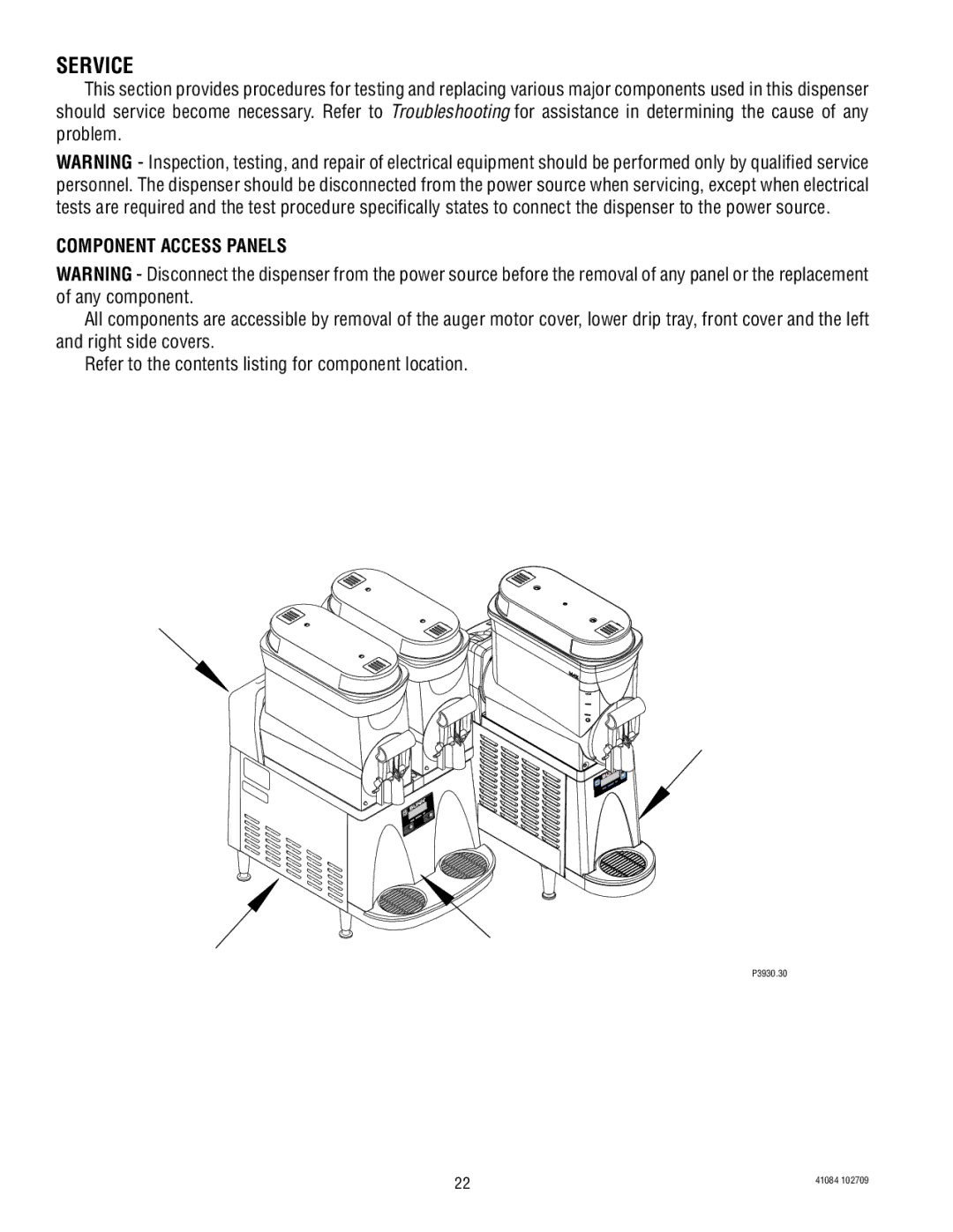 Bunn ULTRA-1 manual Service, Component Access Panels 