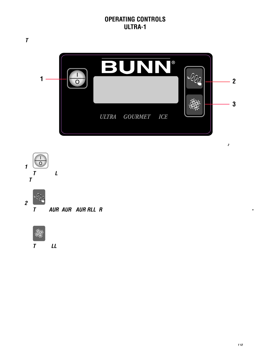 Bunn manual Operating Controls ULTRA-1 