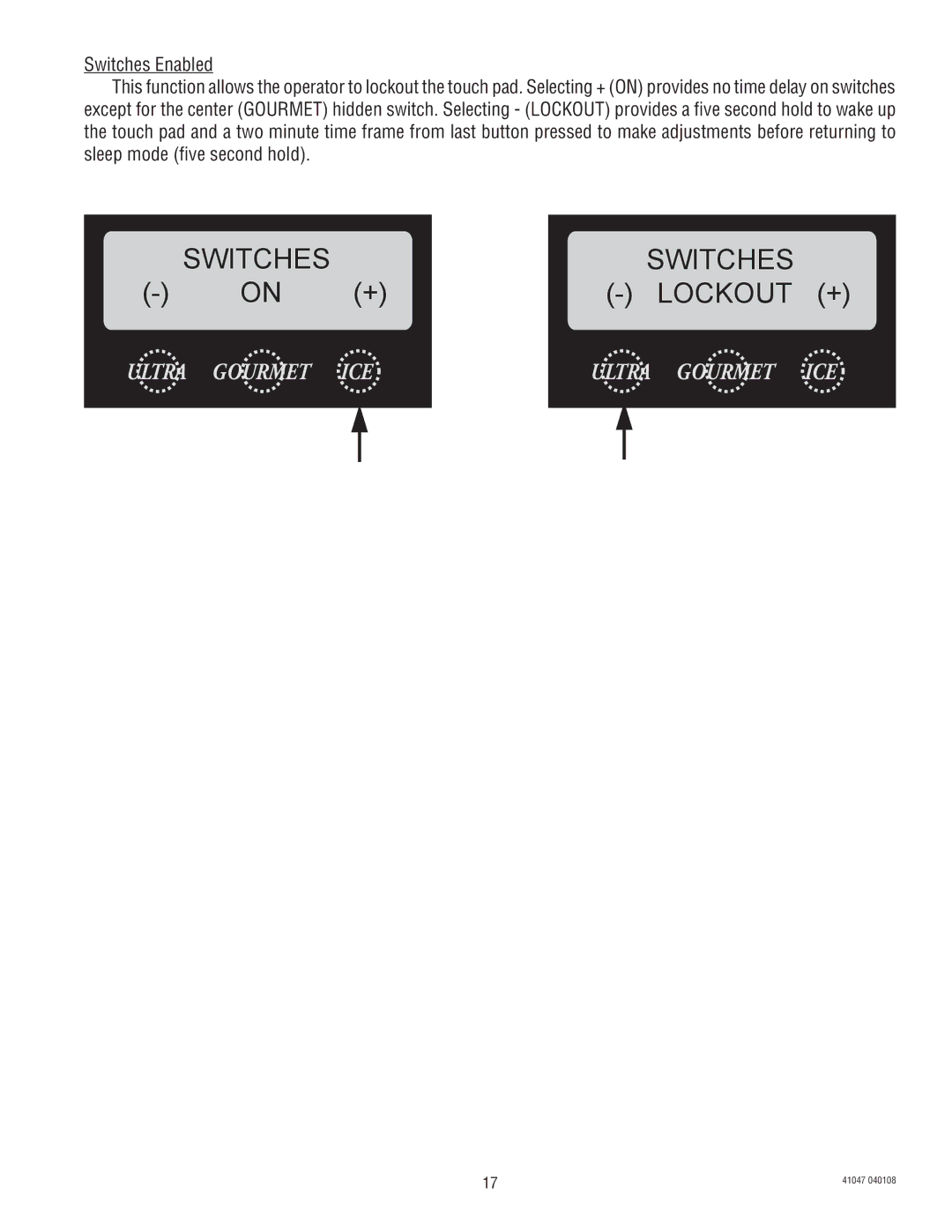 Bunn ULTRA-1 manual Switches, Lockout + 