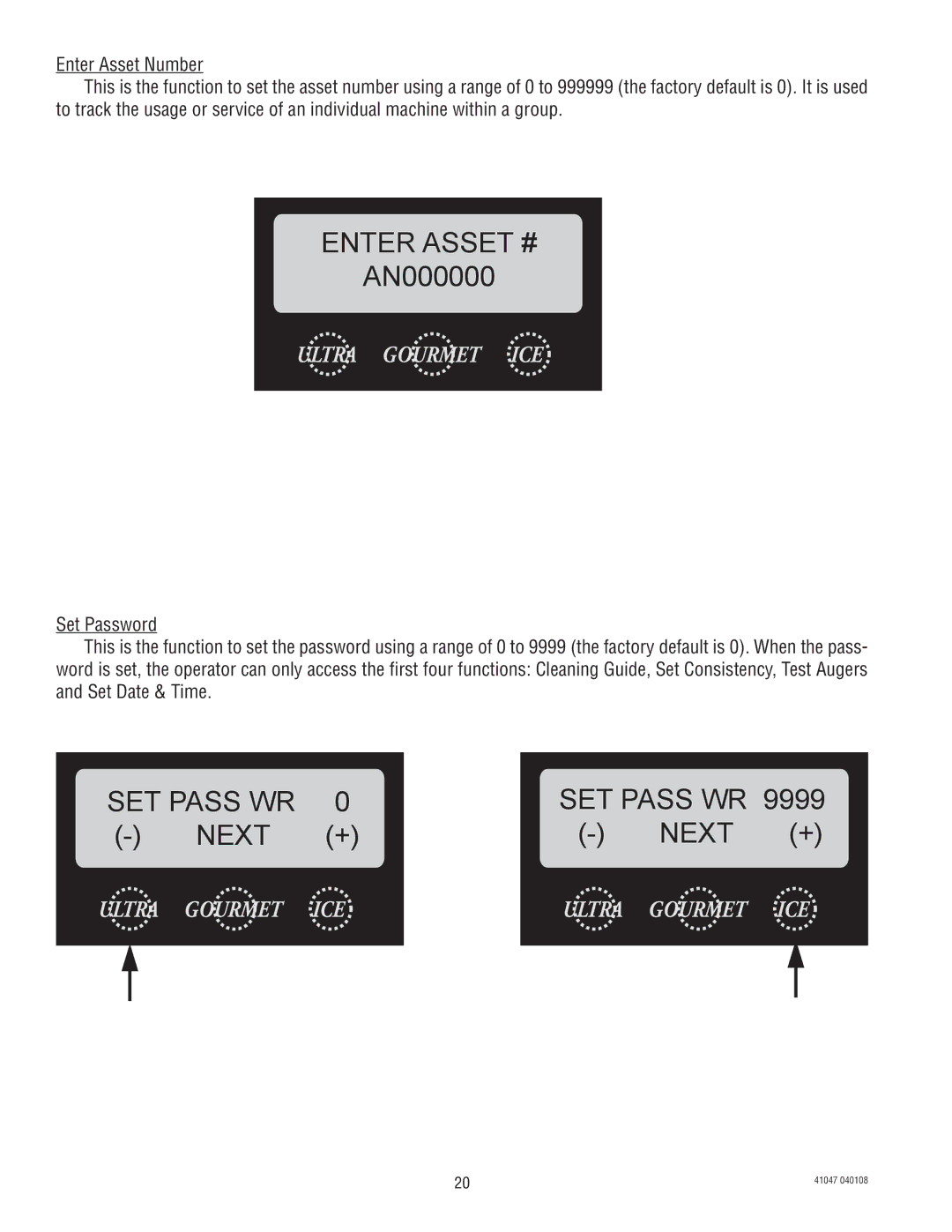 Bunn ULTRA-1 manual Enter Asset #, AN000000, SET Pass WR, Next Next + 