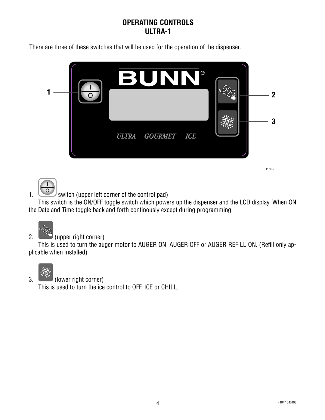 Bunn manual Operating Controls ULTRA-1 