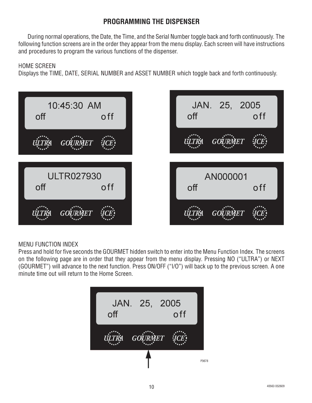 Bunn ULTRA-1 service manual Programming the Dispenser, Home Screen 