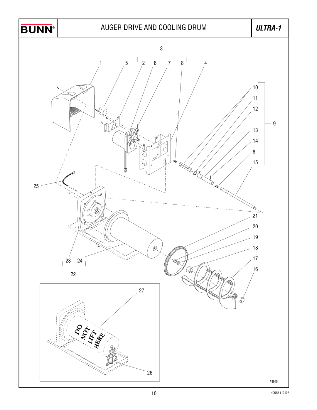 Bunn ULTRA-1 specifications Auger Drive and Cooling Drum 