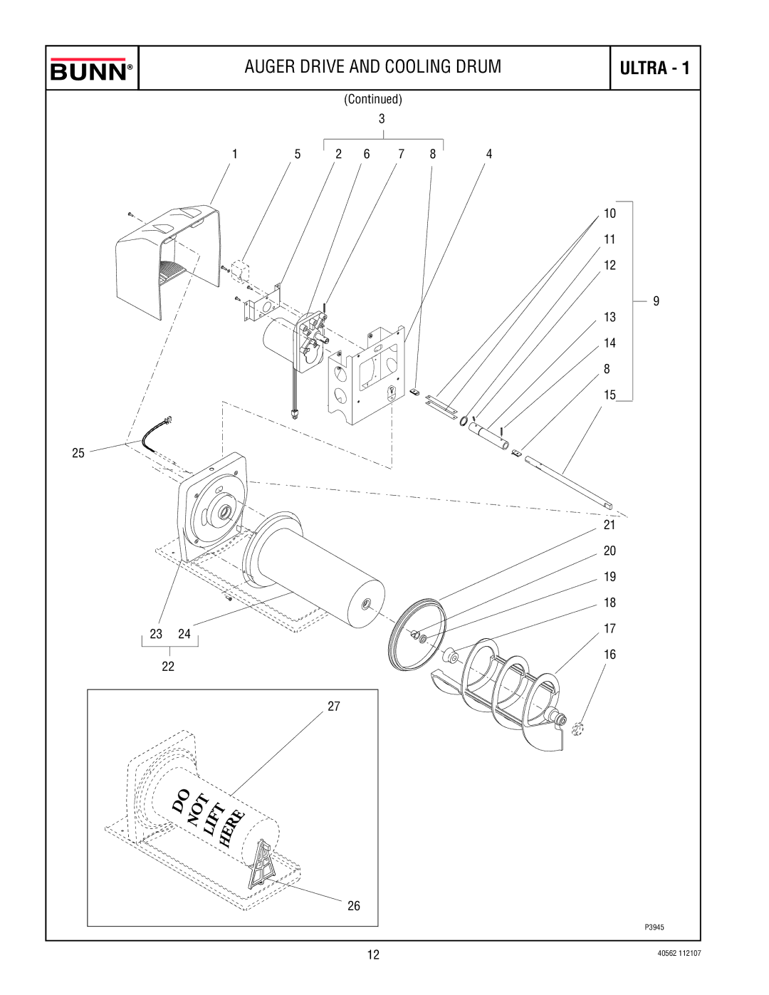 Bunn ULTRA-1 specifications Auger Drive and Cooling Drum 