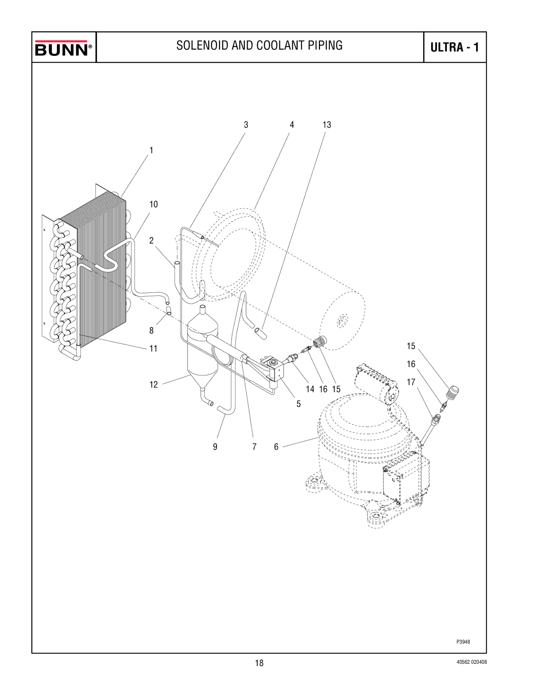 Bunn ULTRA-1 specifications Solenoid and Coolant Piping 