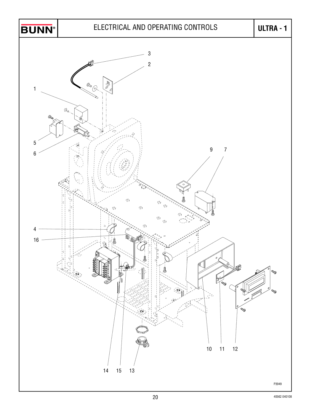 Bunn ULTRA-1 specifications Electrical and Operating Controls 