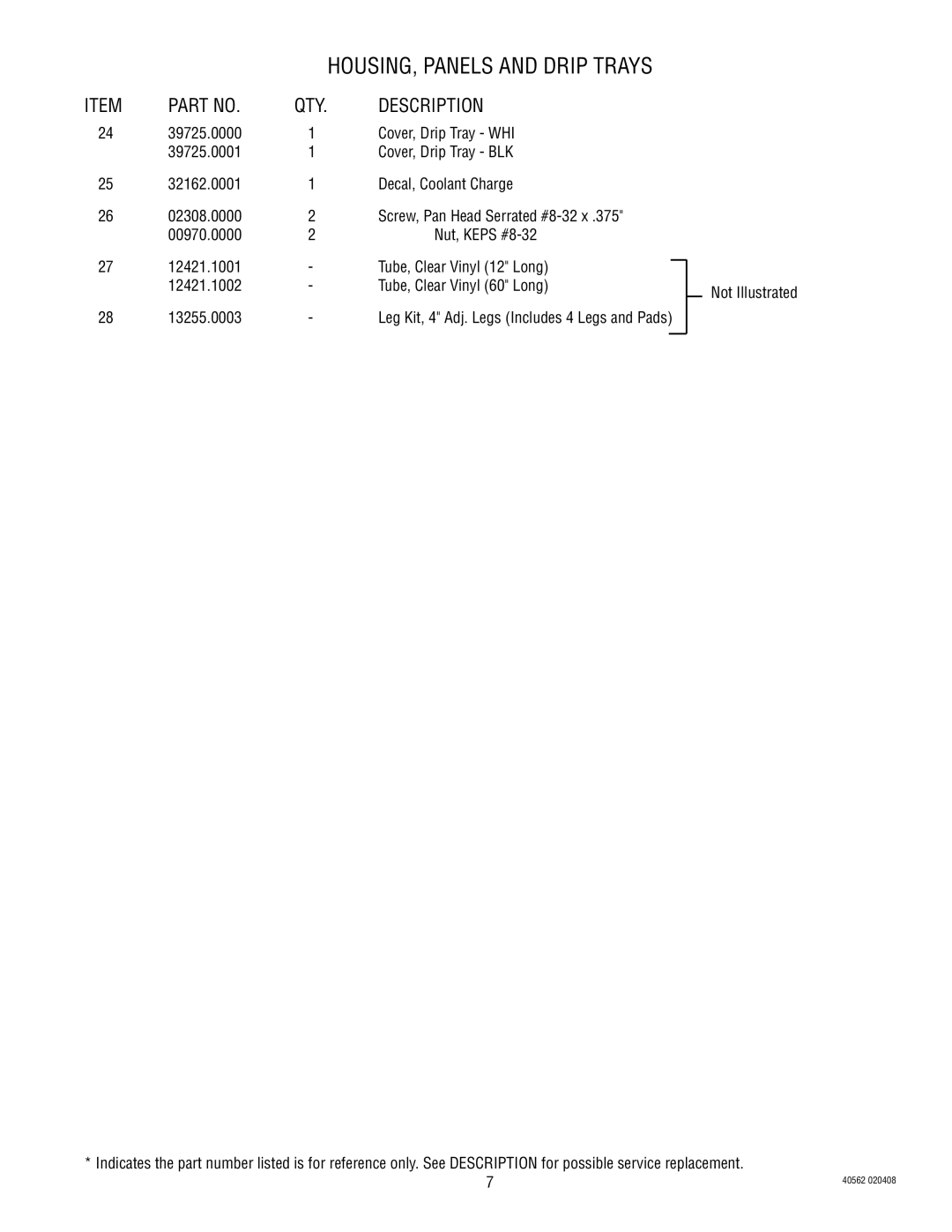 Bunn ULTRA-1 specifications QTY Description 