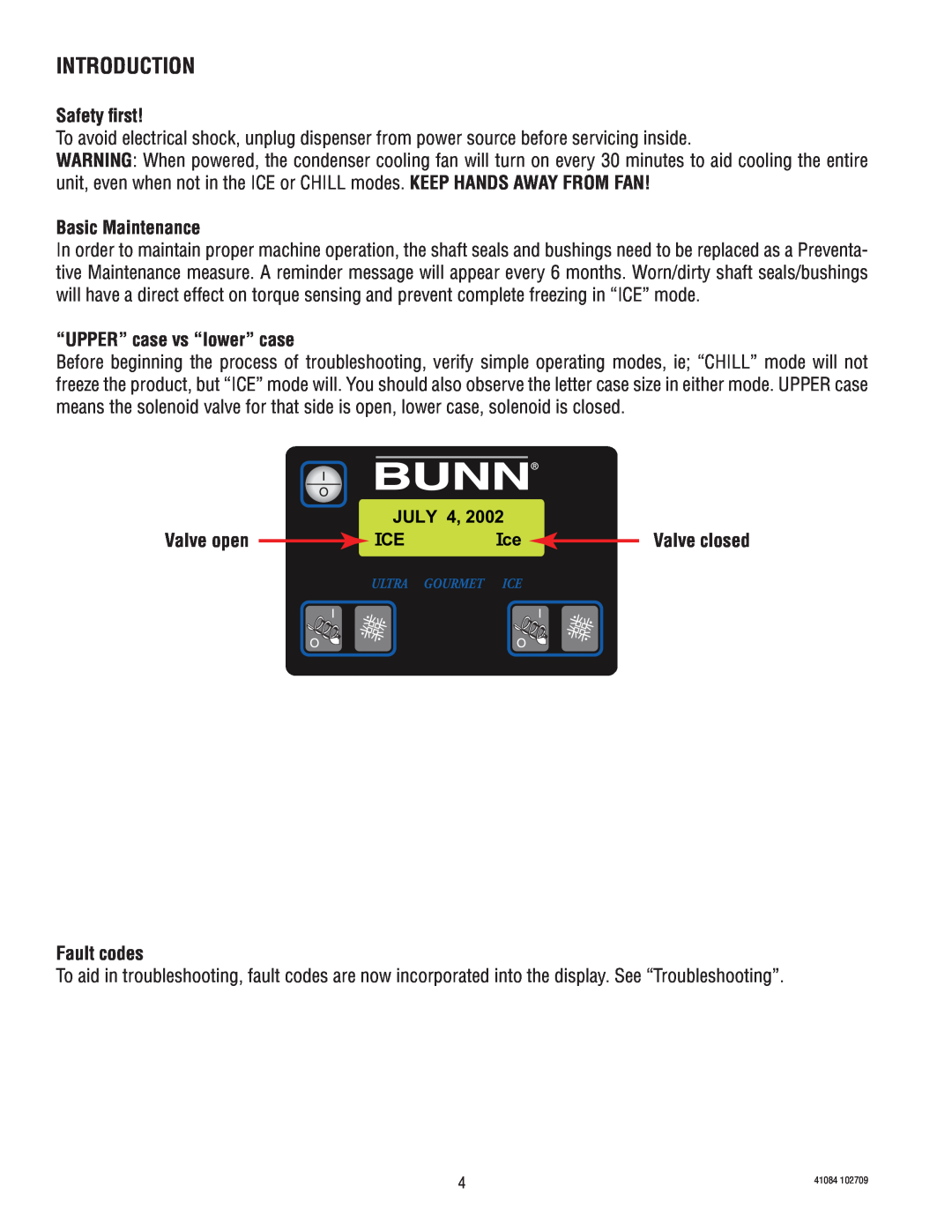 Bunn ULTRA-1 manual Introduction, Safety first, Basic Maintenance, “UPPER” case vs “lower” case, Valve open, Fault codes 