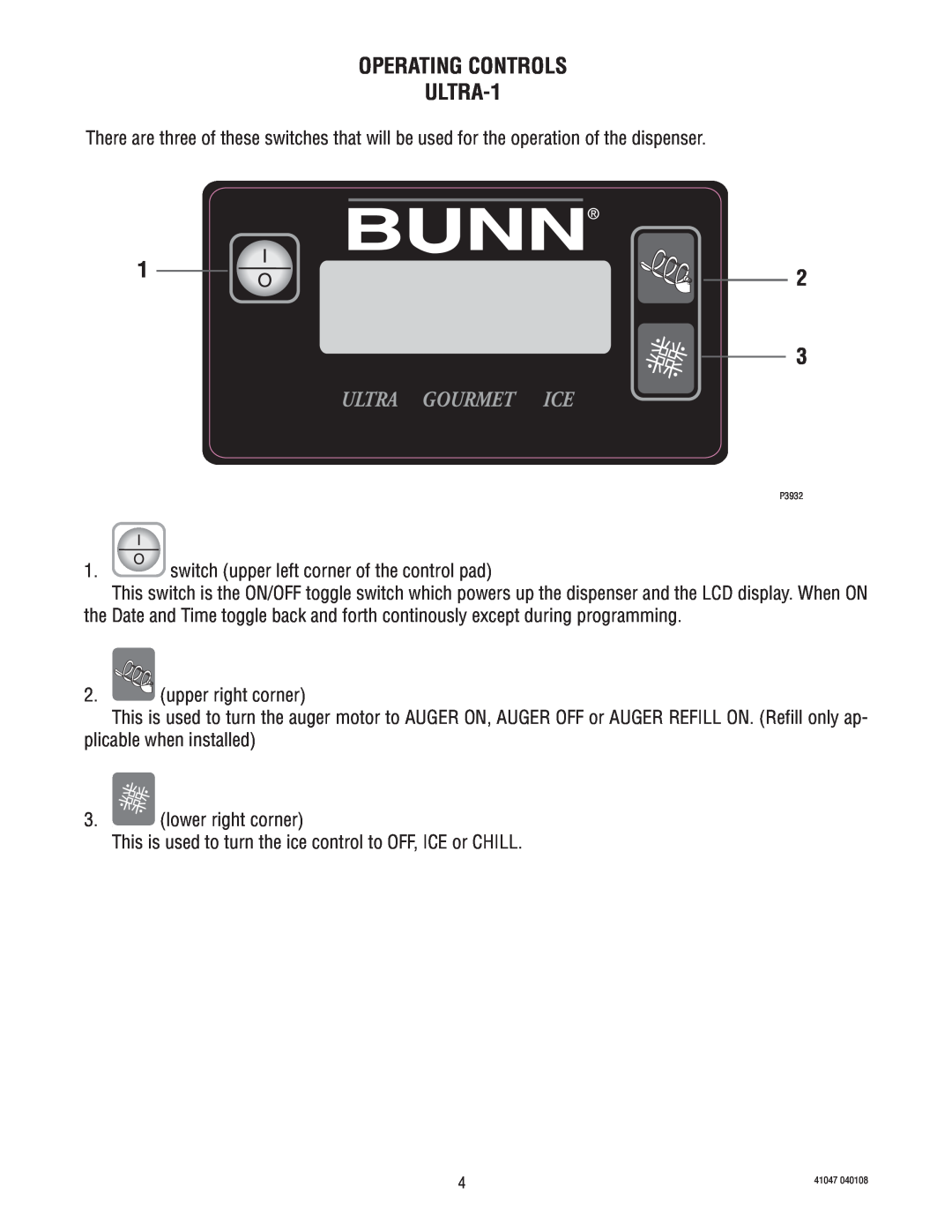 Bunn manual OPERATING CONTROLS ULTRA-1 