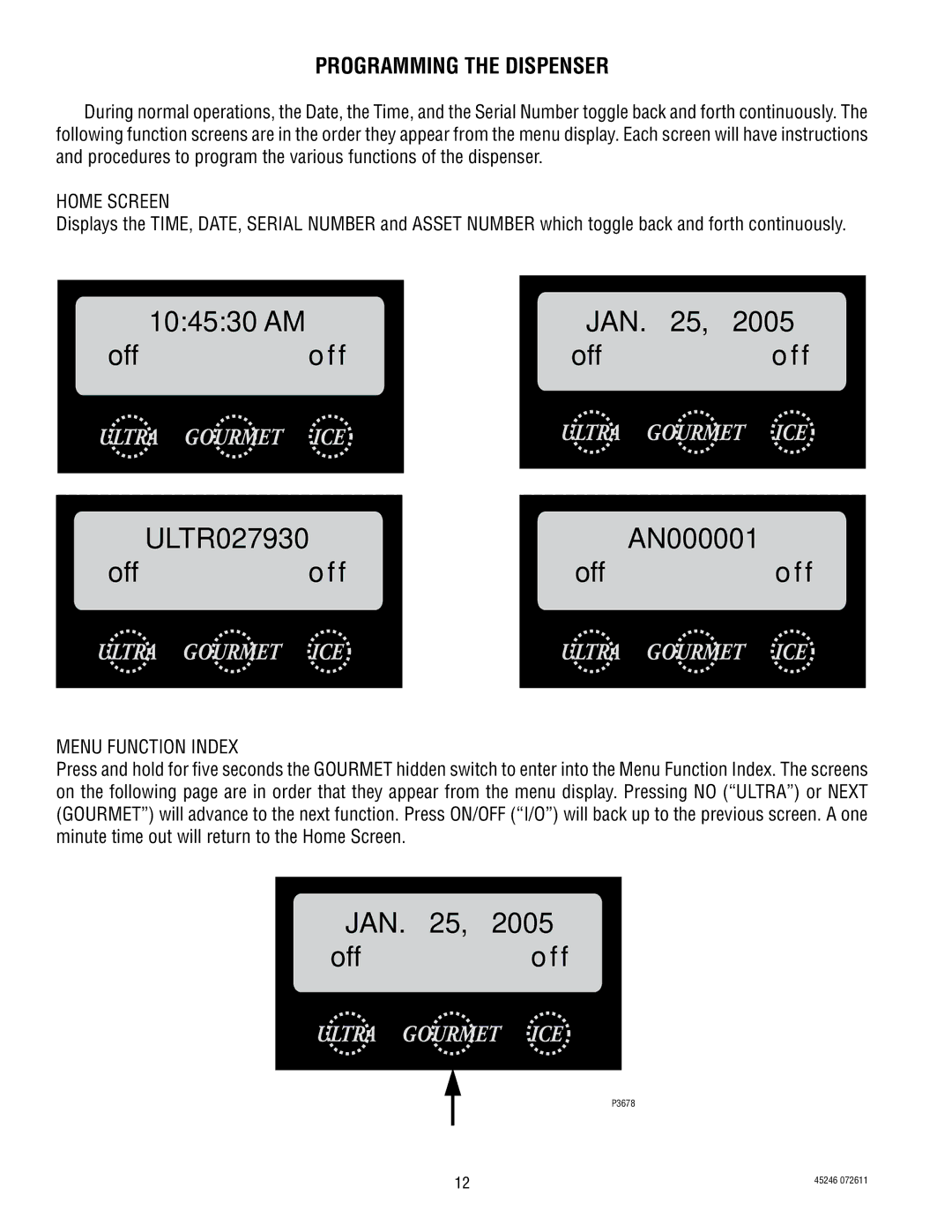 Bunn ULTRA-2 service manual Programming the Dispenser, Home Screen 