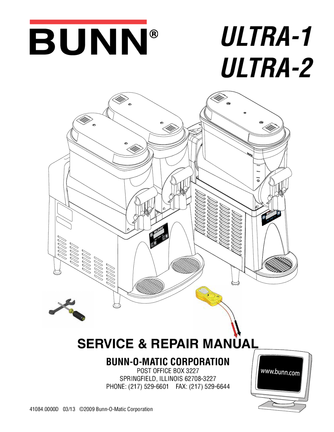 Bunn manual ULTRA-1 ULTRA-2, Phone 217 529-6601 FAX 217 