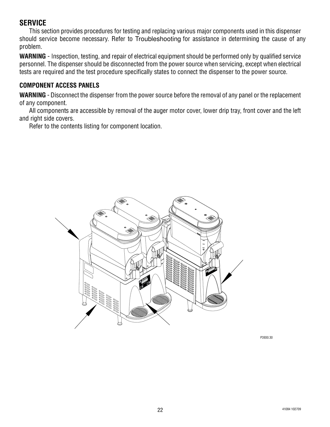 Bunn ULTRA-2 manual Service, Component Access Panels 