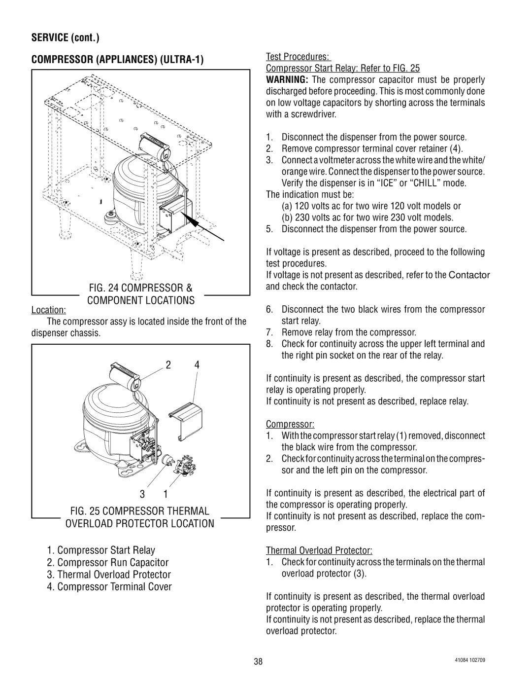 Bunn ULTRA-2 manual Compressor Appliances ULTRA-1, Compressor Thermal 