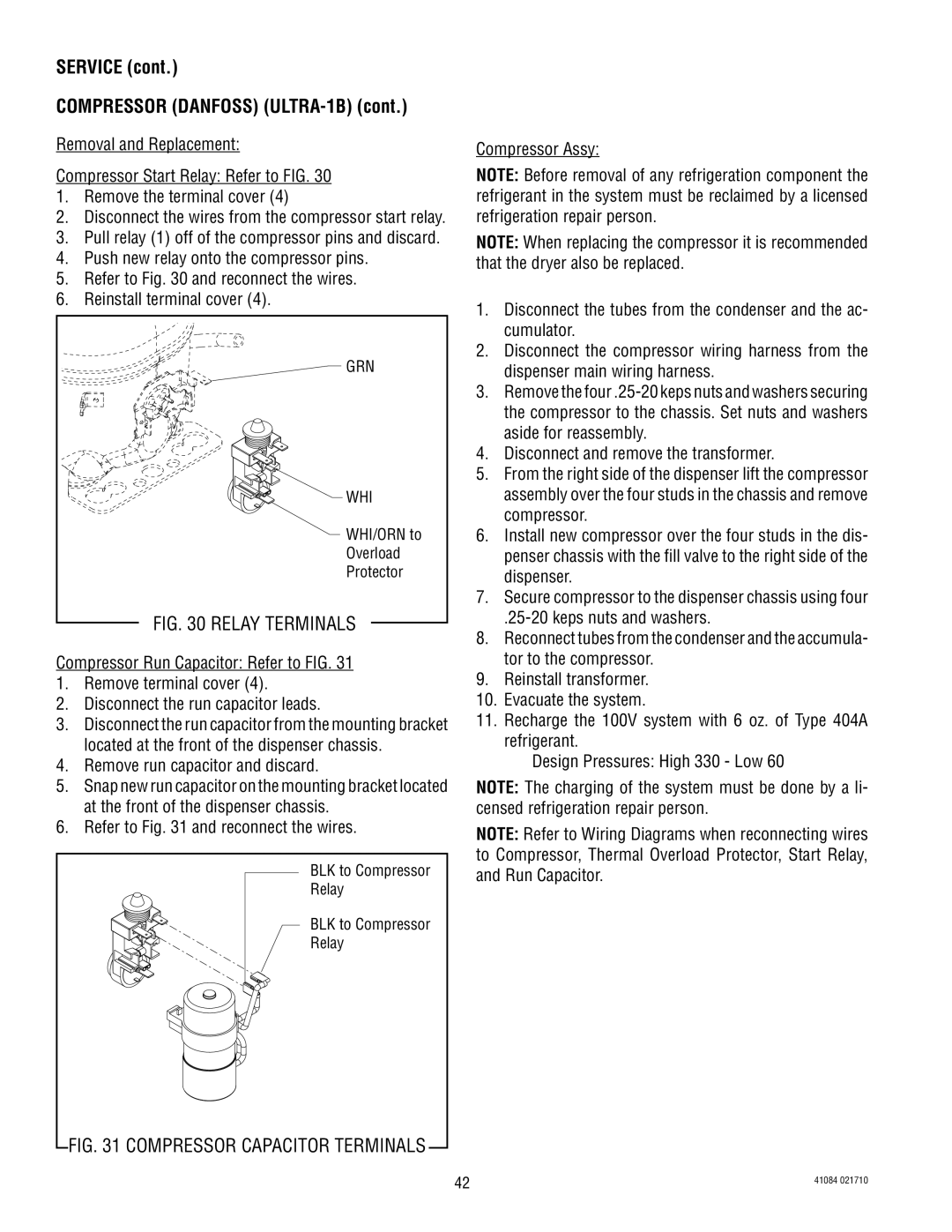 Bunn ULTRA-2 manual Compressor Capacitor Terminals 