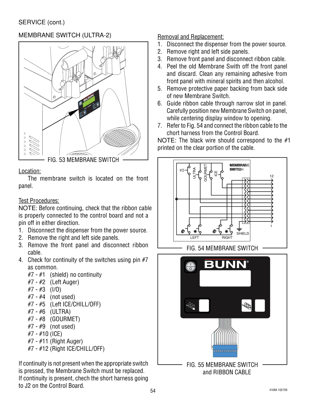 Bunn manual Membrane Switch ULTRA-2, Ribbon Cable 