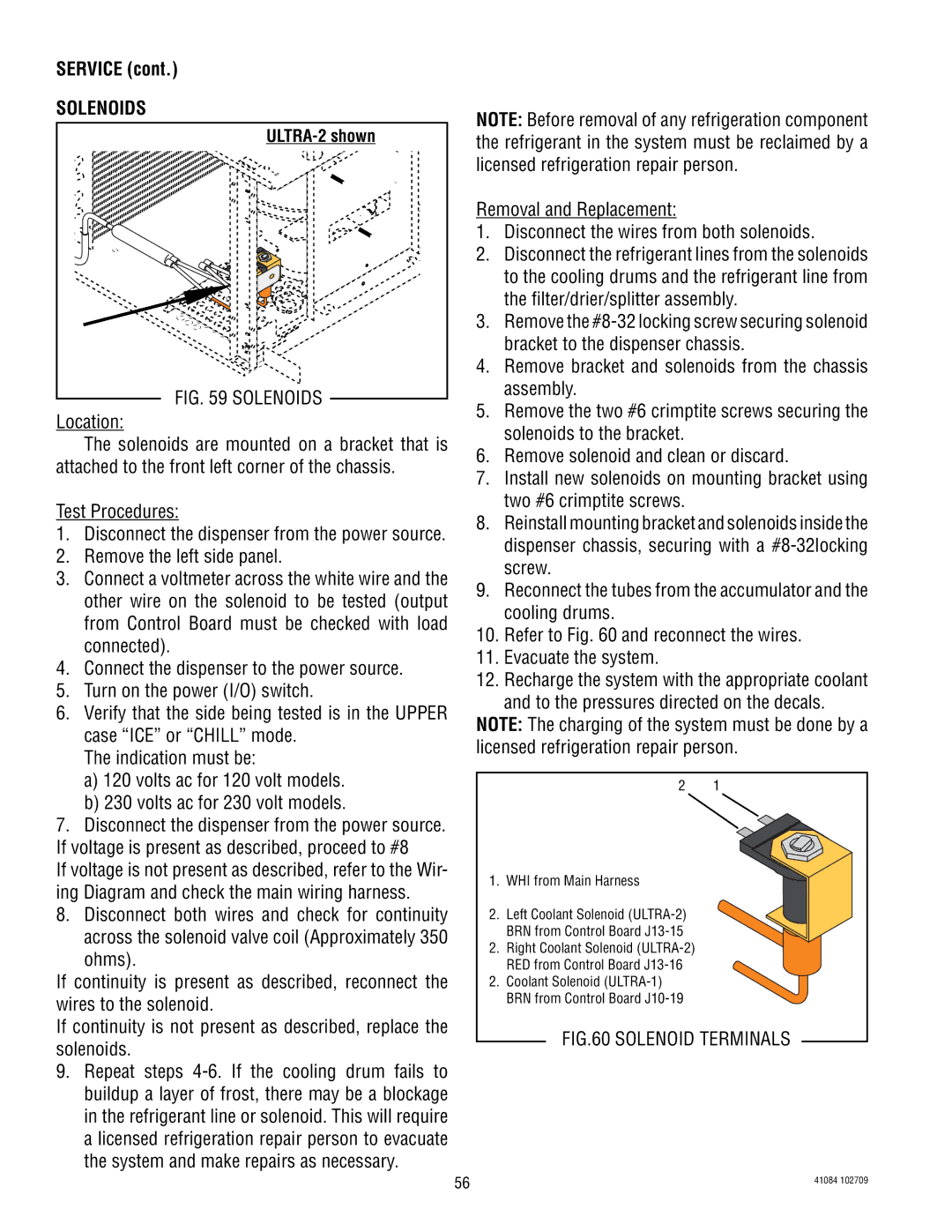 Bunn ULTRA-2 manual Solenoids, WHI from Main Harness 