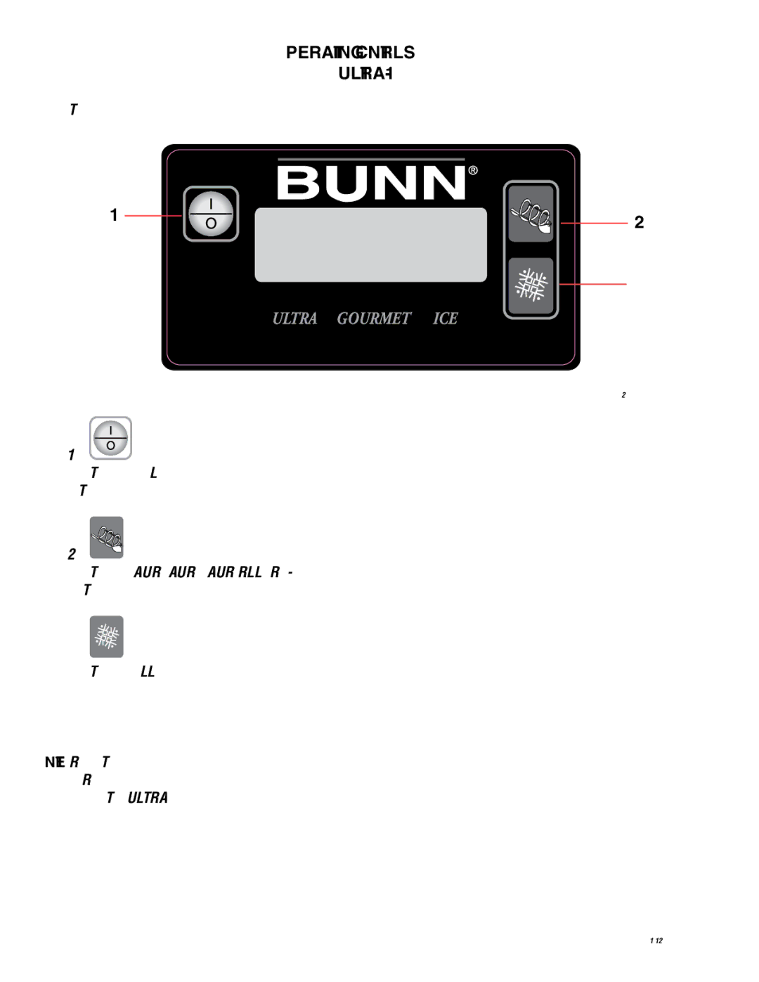 Bunn ULTRA-2 manual Operating Controls ULTRA-1 