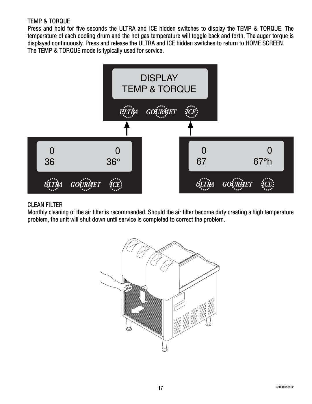 Bunn ULTRA-2 manual Display Temp & Torque, 67 h 