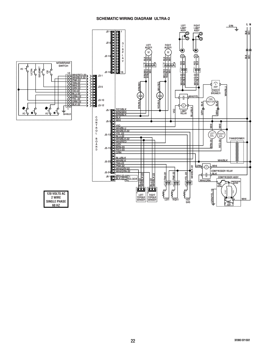 Bunn manual SCHEMATIC WIRING DIAGRAM ULTRA-2, 32082.0000B, 01/02 2002 BUNN-O-MATIC CORPORATION 
