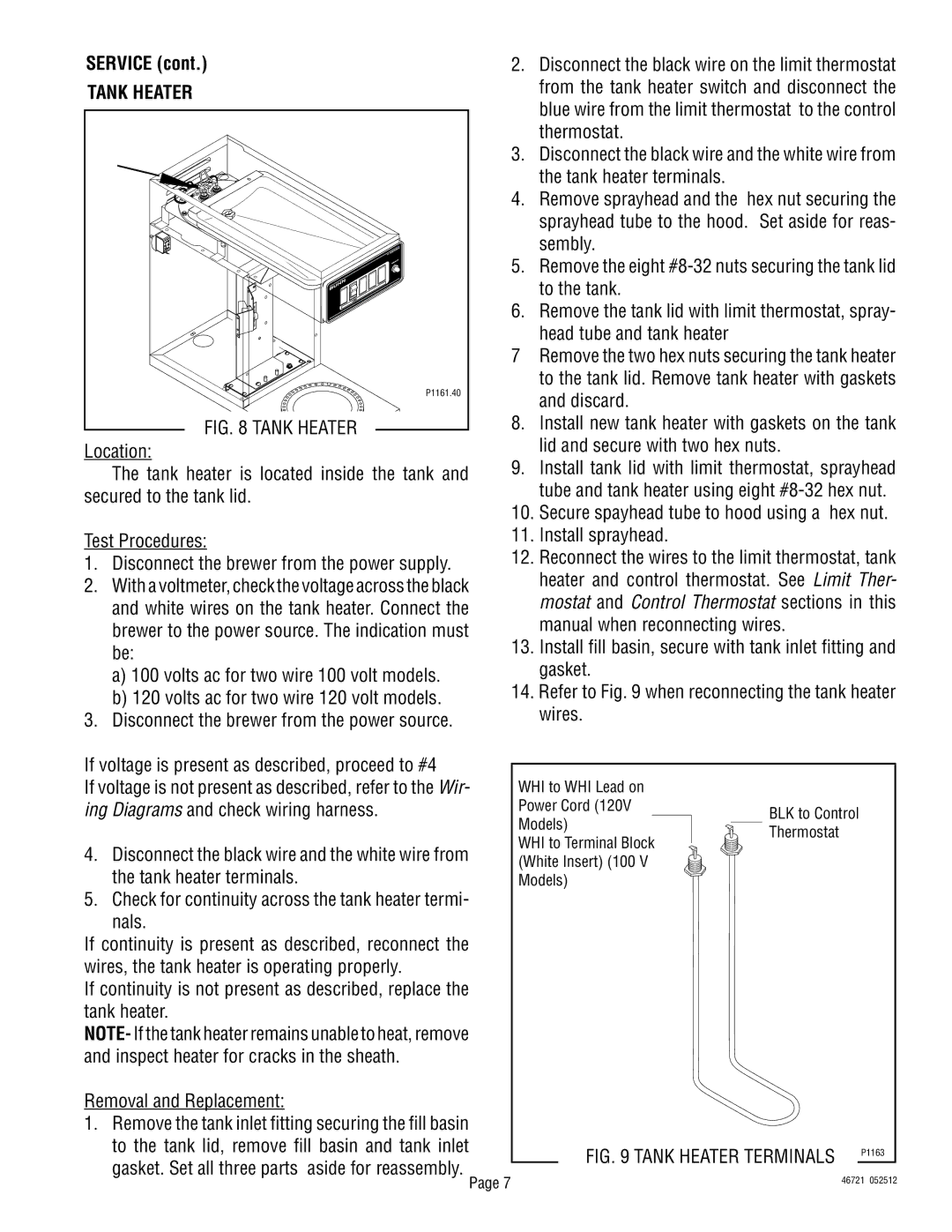 Bunn VP17 manual Tank Heater 