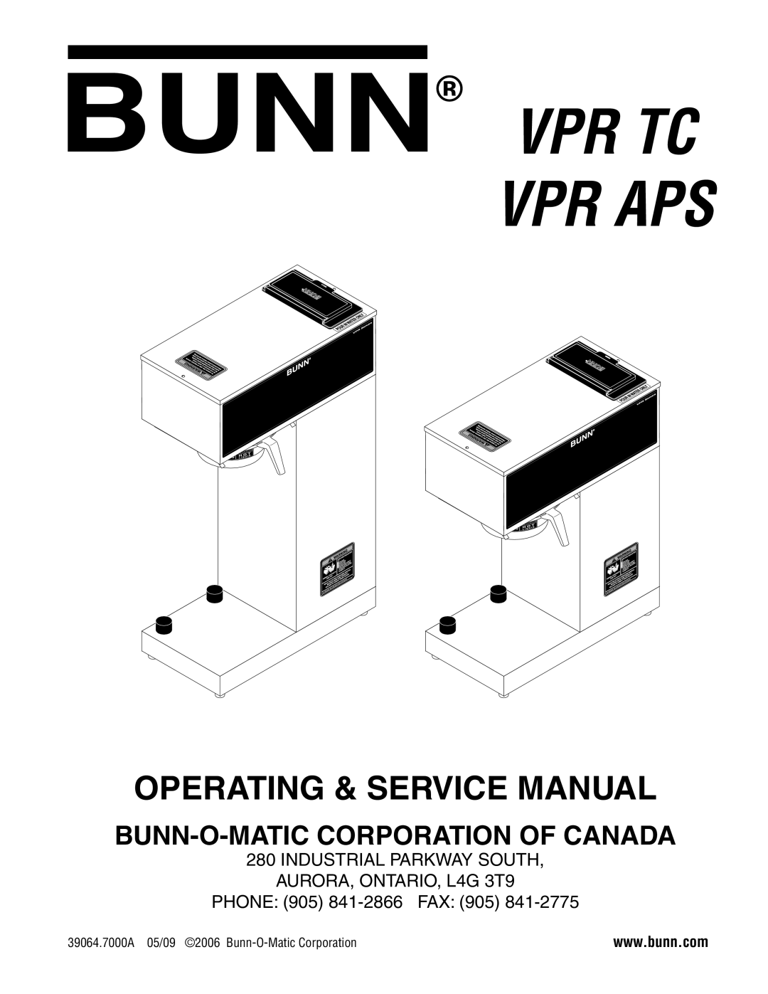 Bunn VPR APS service manual Vpr Tc Vpr Aps 