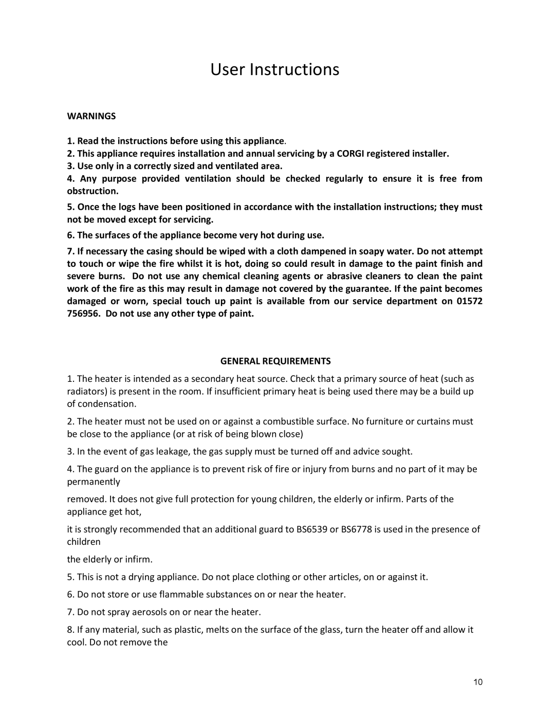 Burley G4121 mk2 warranty User Instructions, General Requirements 