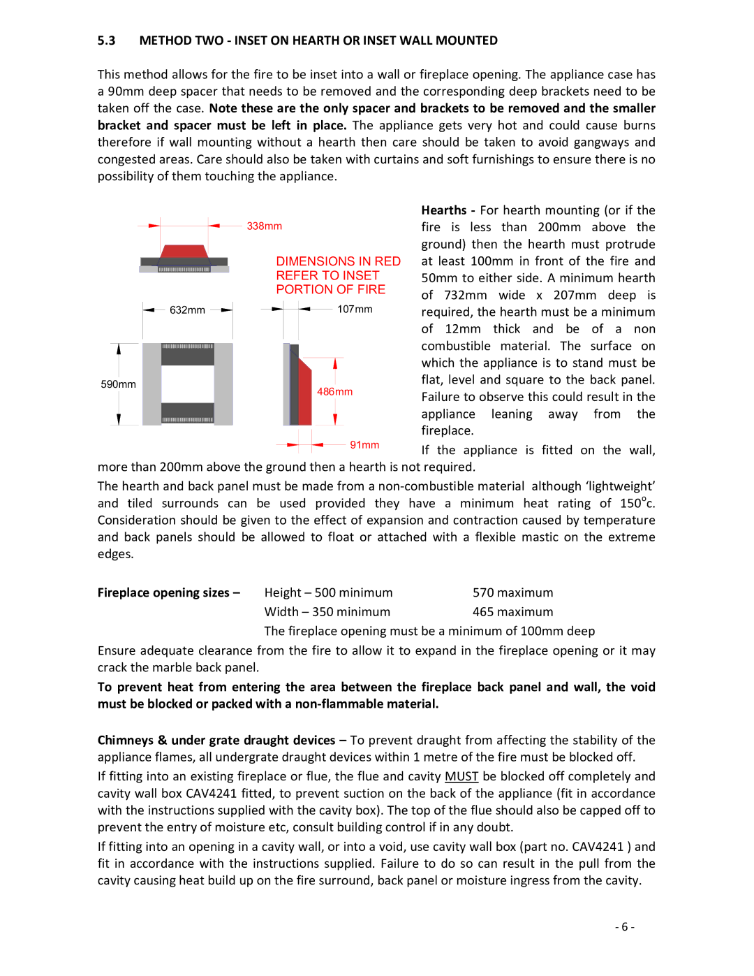 Burley G4237/8 warranty Method TWO Inset on Hearth or Inset Wall Mounted 