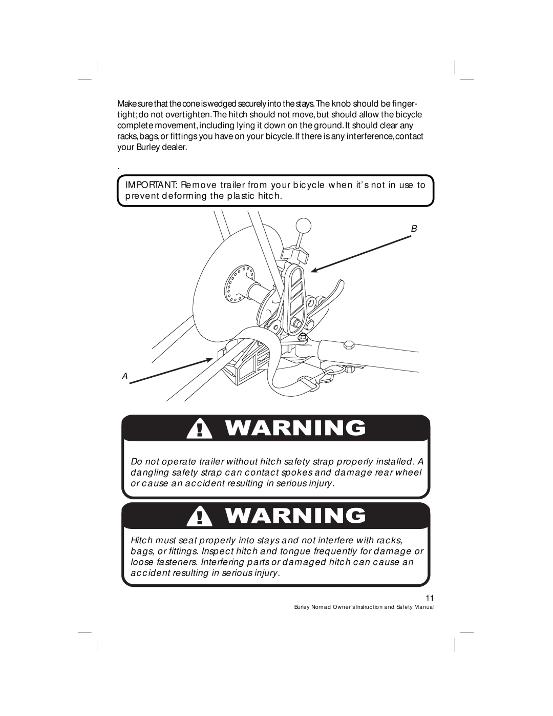 Burley HP 4489 warranty Burley Nomad Owner’s Instruction and Safety Manual 