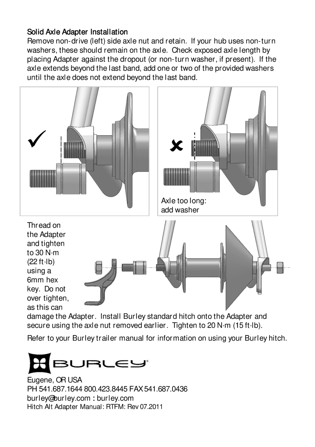 Burley Nomad, Flatbed manual Solid Axle Adapter Installation 