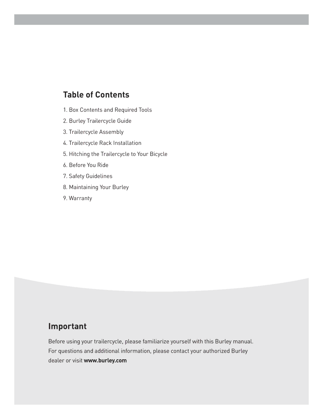 Burley Piccolo, Kazoo instruction manual Table of Contents 