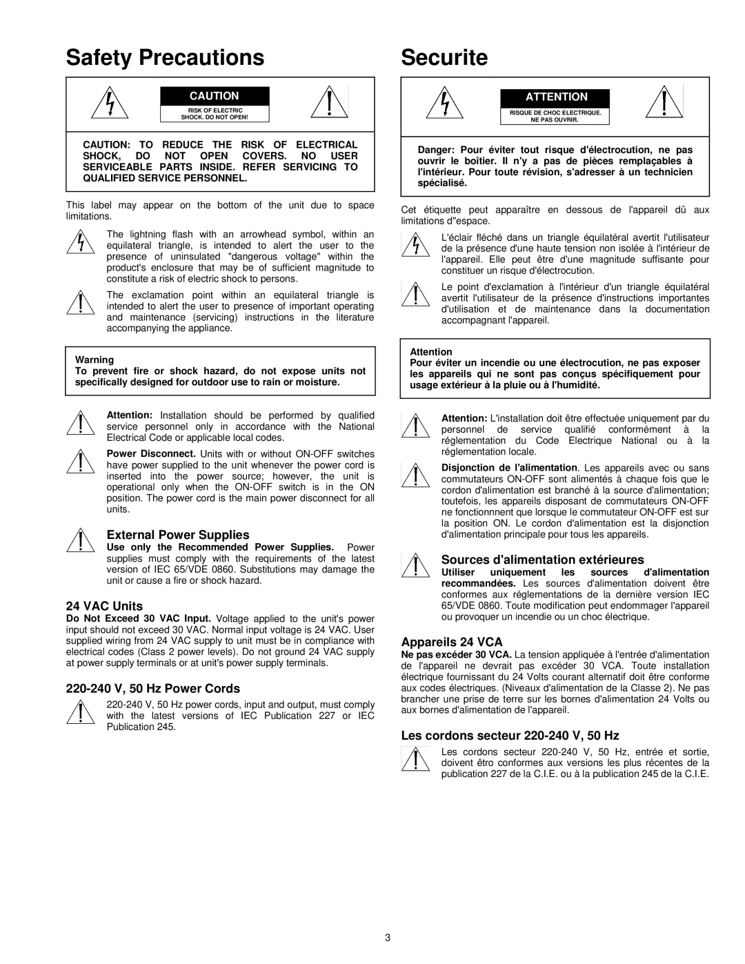 Burley TC700 Series External Power Supplies, VAC Units, 220-240 V, 50 Hz Power Cords, Sources dalimentation extérieures 