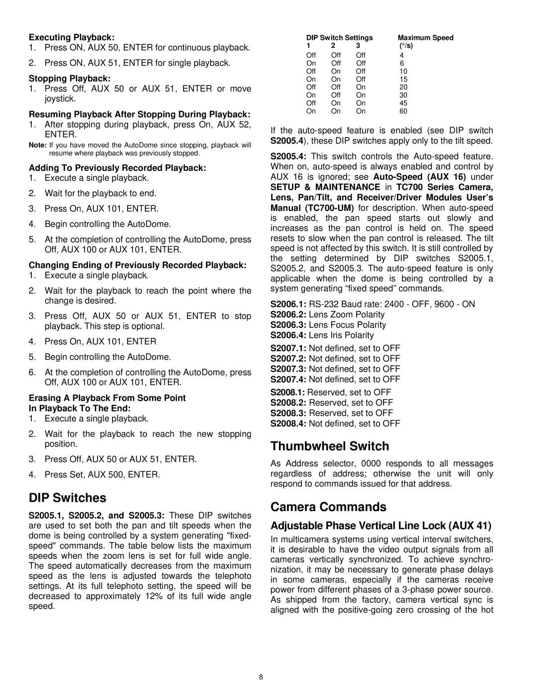 Burley TC700 Series user manual Adjustable Phase Vertical Line Lock AUX 