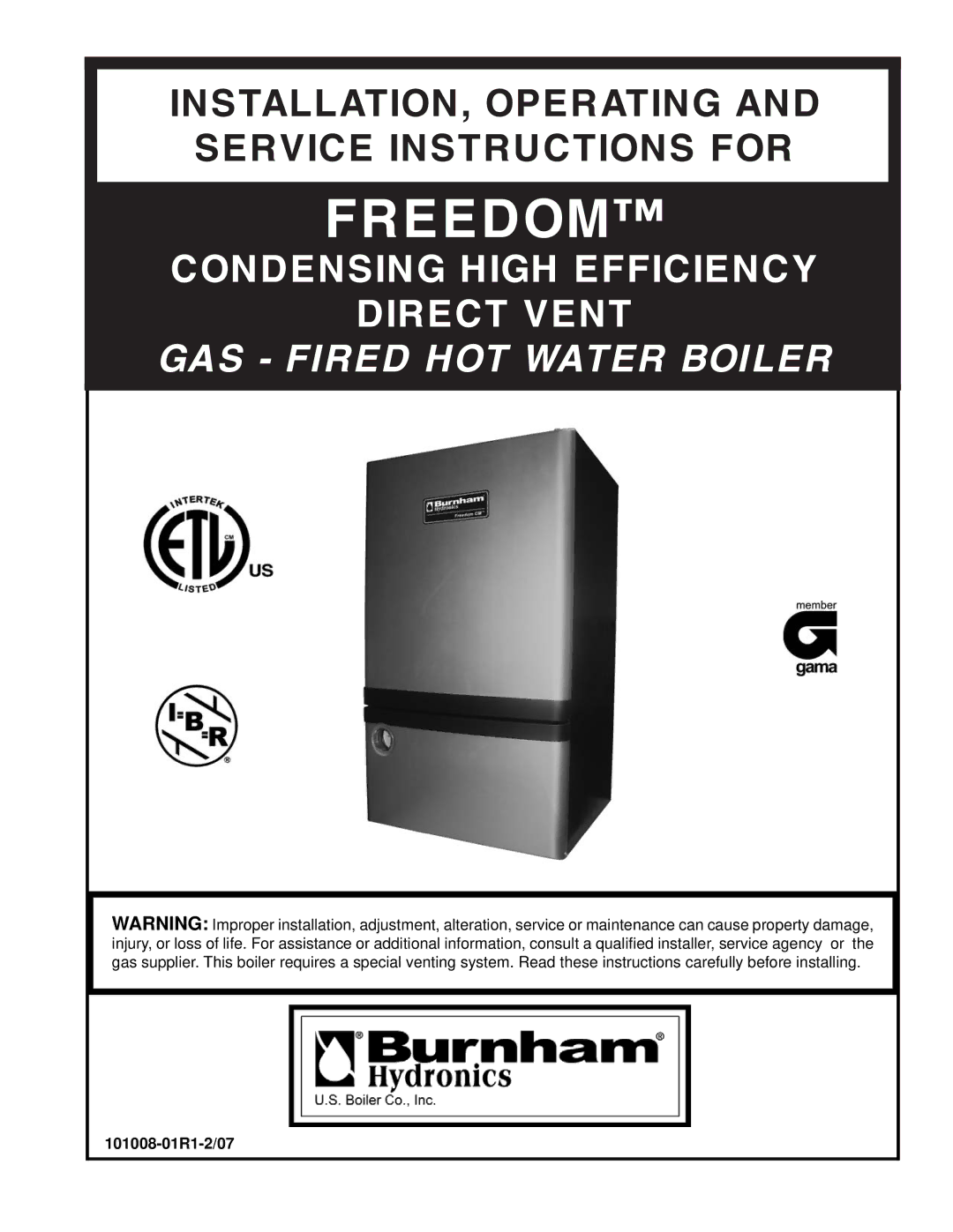 Burnham 101008-01R1-2/07 manual Freedom 