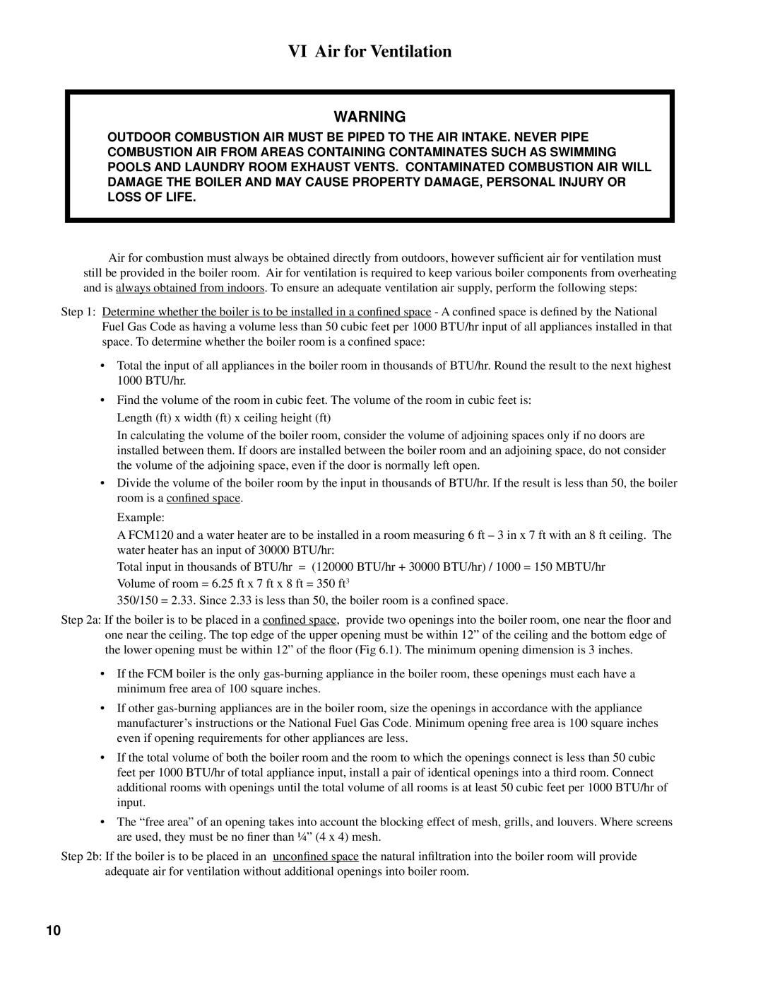 Burnham 101008-01R1-2/07 manual VI Air for Ventilation 