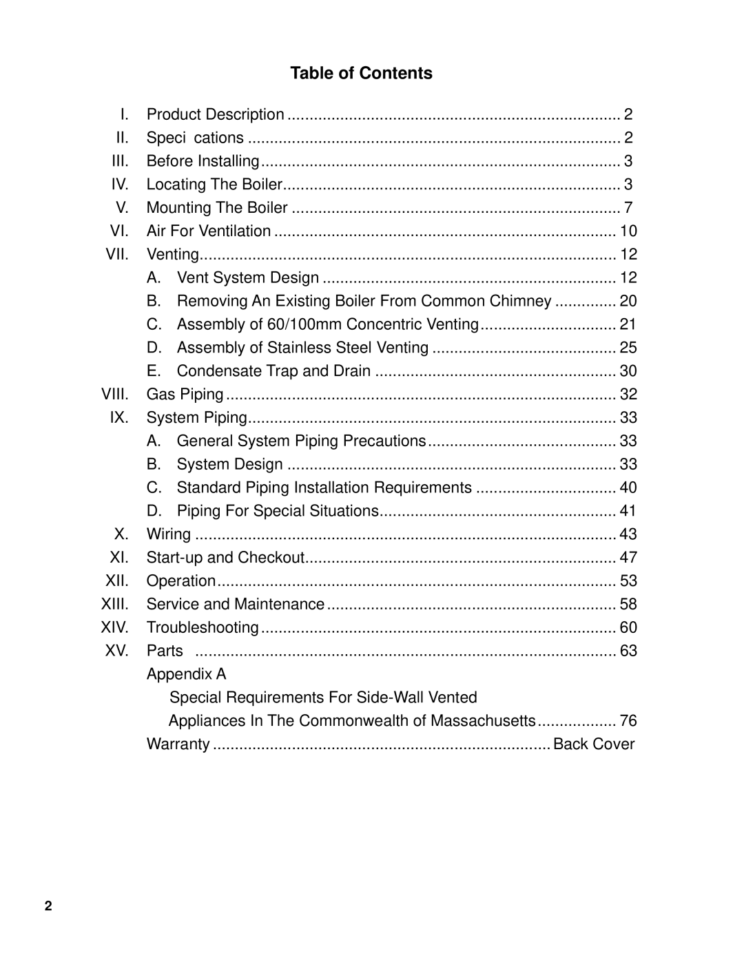 Burnham 101008-01R1-2/07 manual Table of Contents 