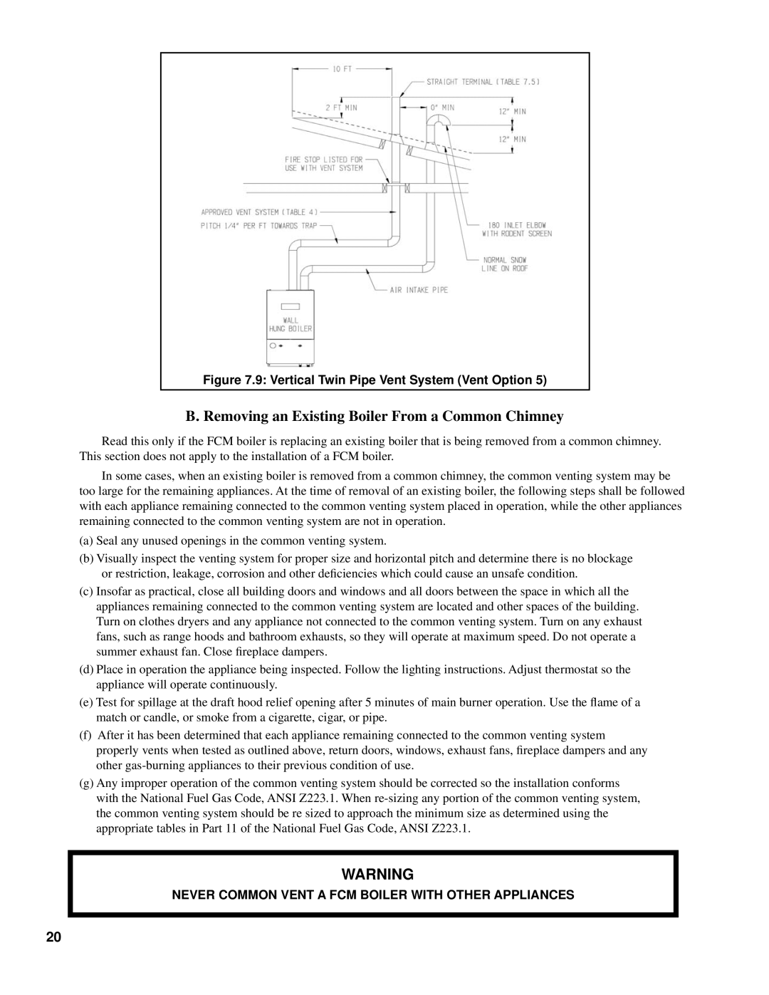 Burnham 101008-01R1-2/07 manual Removing an Existing Boiler From a Common Chimney 