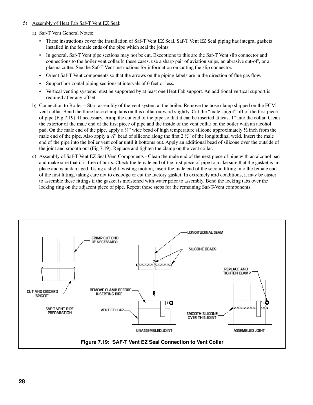 Burnham 101008-01R1-2/07 manual SAF-T Vent EZ Seal Connection to Vent Collar 