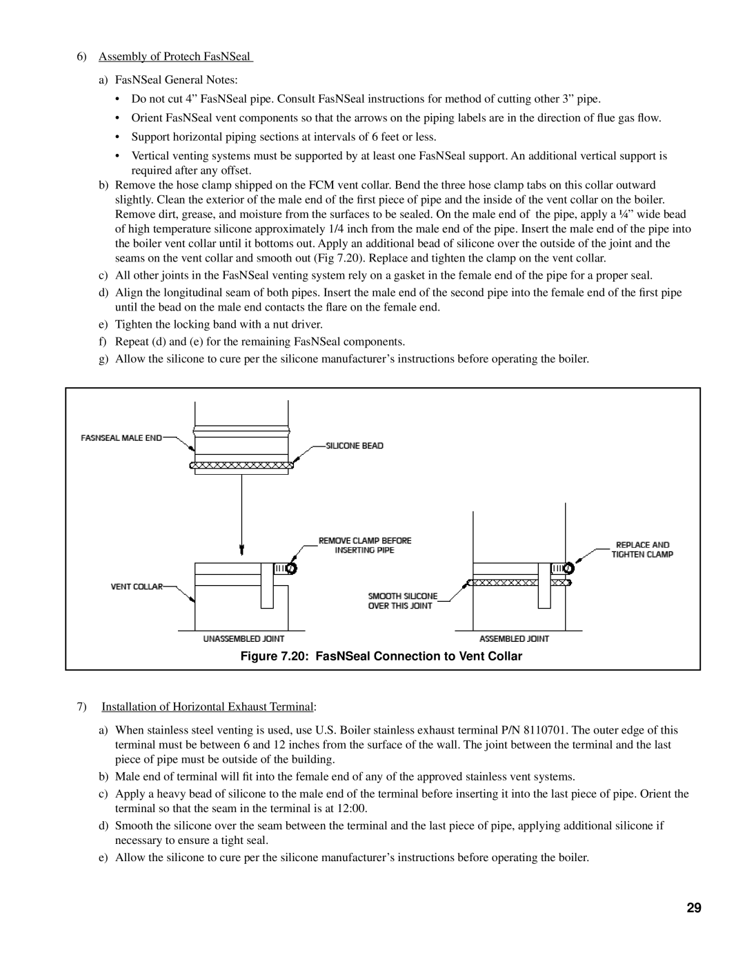 Burnham 101008-01R1-2/07 manual FasNSeal Connection to Vent Collar 