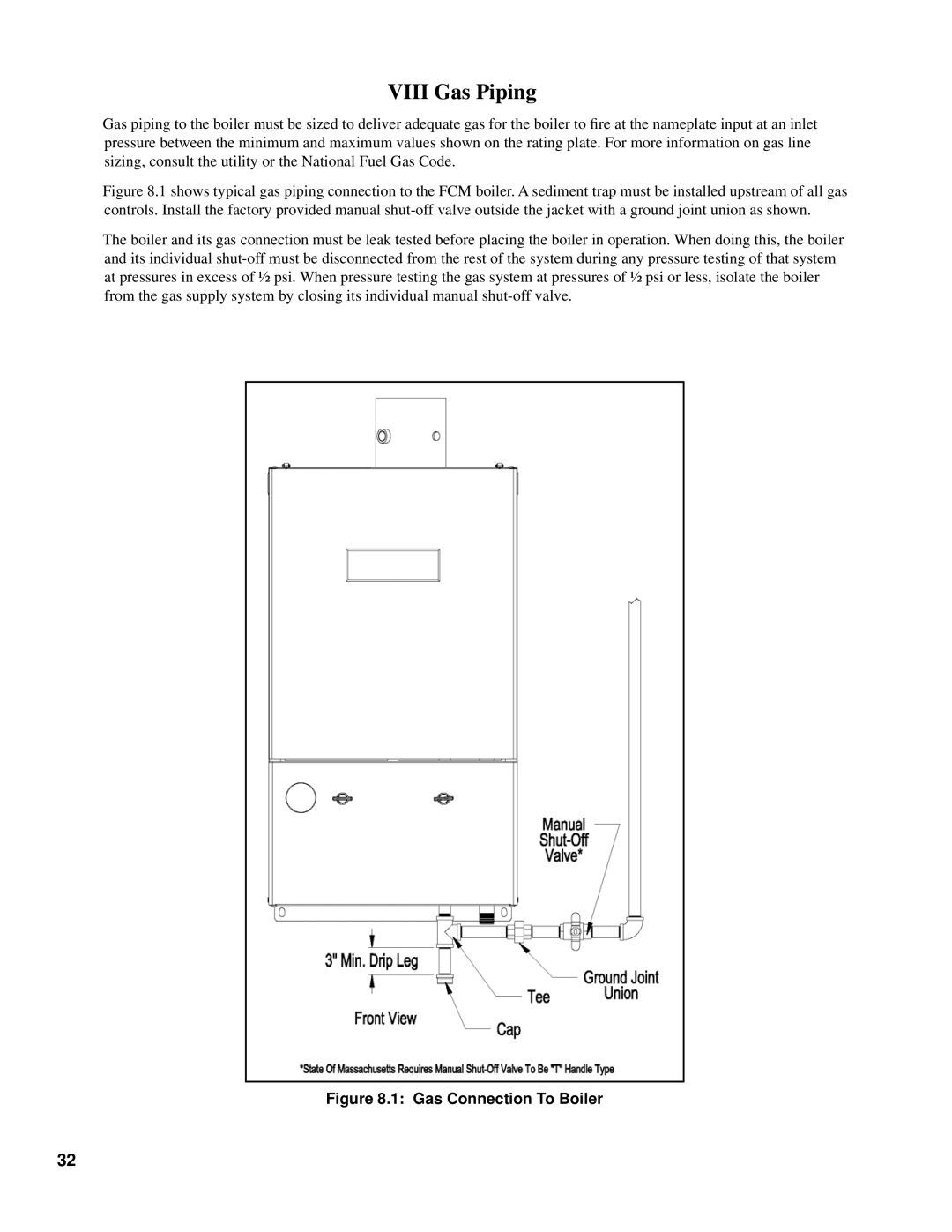 Burnham 101008-01R1-2/07 manual Viii Gas Piping, Gas Connection To Boiler 