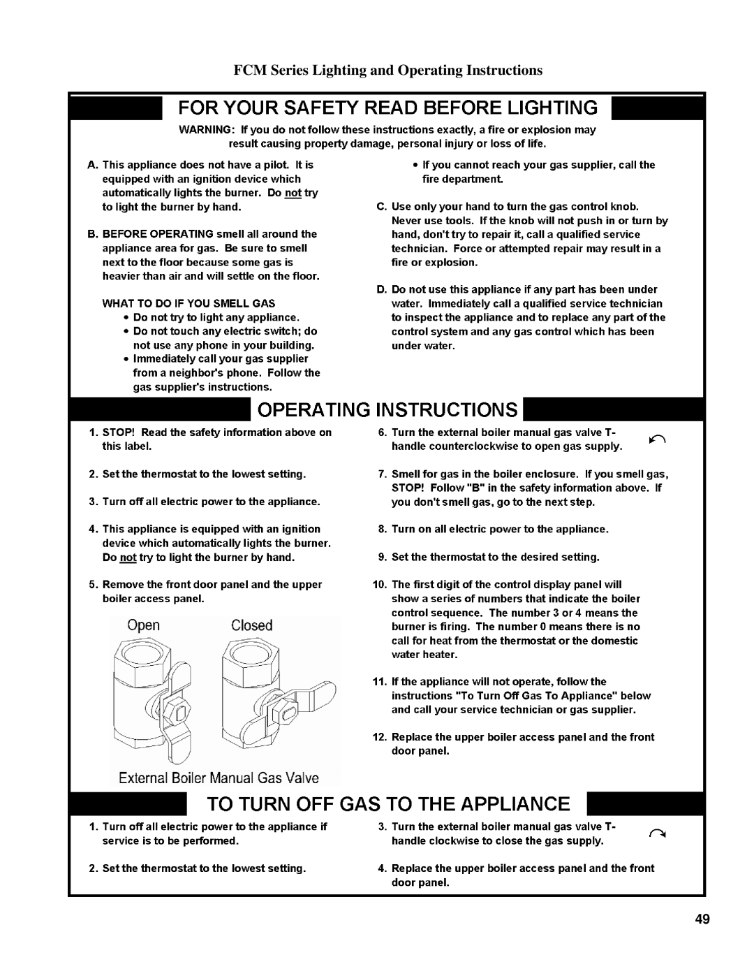 Burnham 101008-01R1-2/07 manual FCM Series Lighting and Operating Instructions 