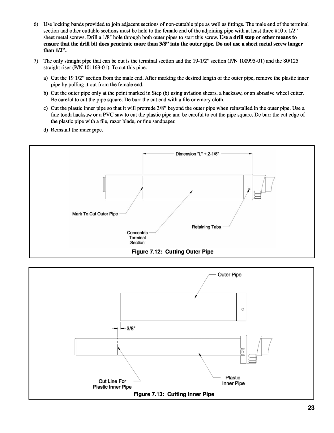 Burnham 101008-01R1-2/07 manual 12 Cutting Outer Pipe, 13 Cutting Inner Pipe 